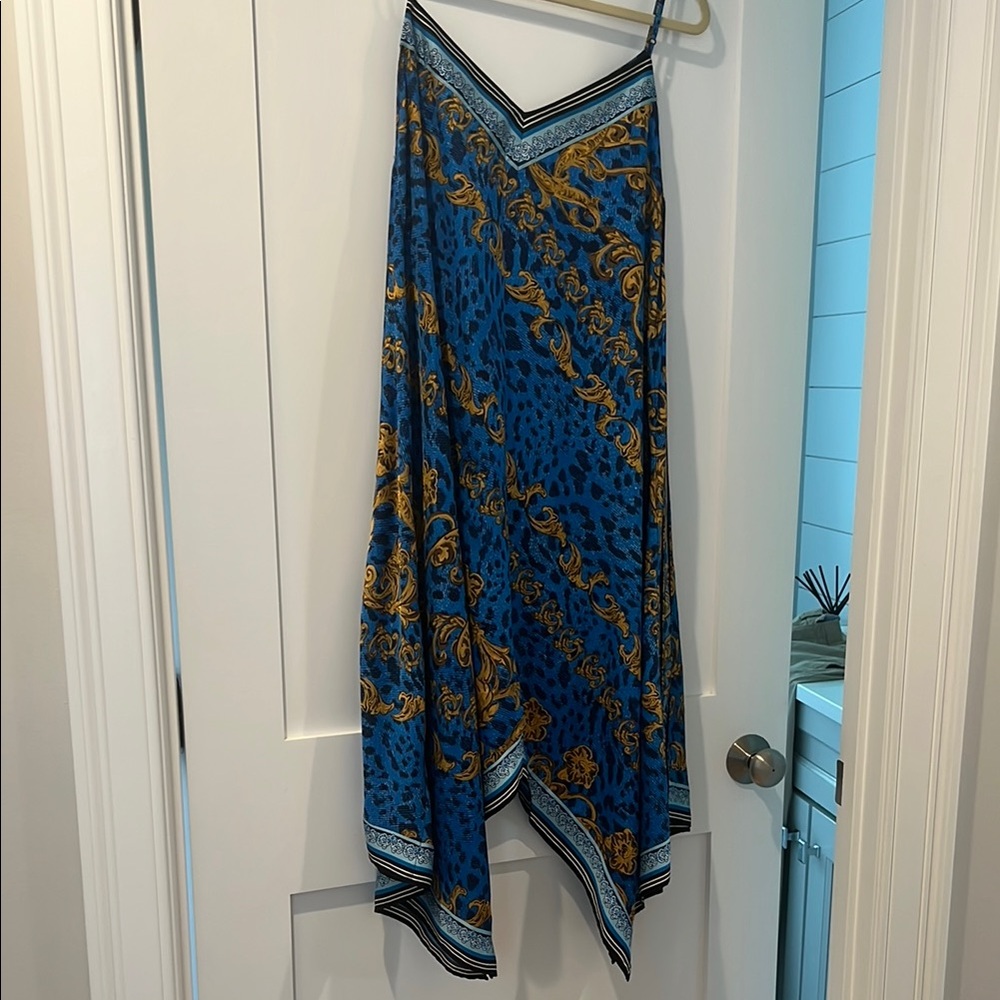 INC International Concepts Blue and Gold Asymmetrical dress